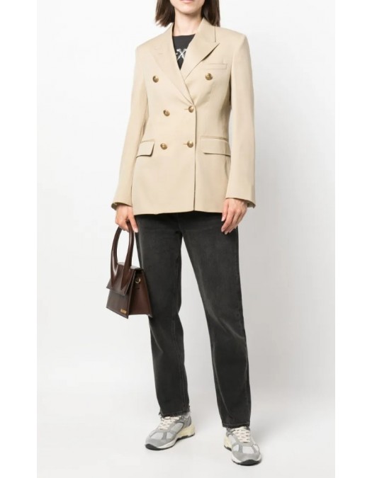 Sacou GOLDEN GOOSE double-breasted virgin wool blazer, Cream - GWP00829P00126715272