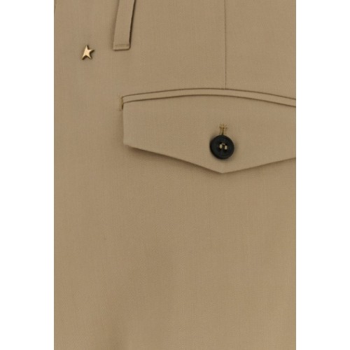 Pantaloni GOLDEN GOOSE, Beige wool wide-leg Flavia