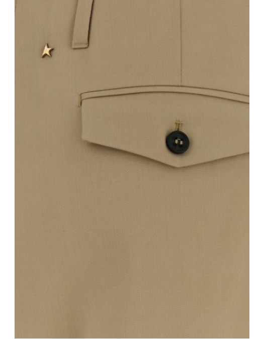 Pantaloni GOLDEN GOOSE, Beige wool wide-leg Flavia - GWP01203P00117015272