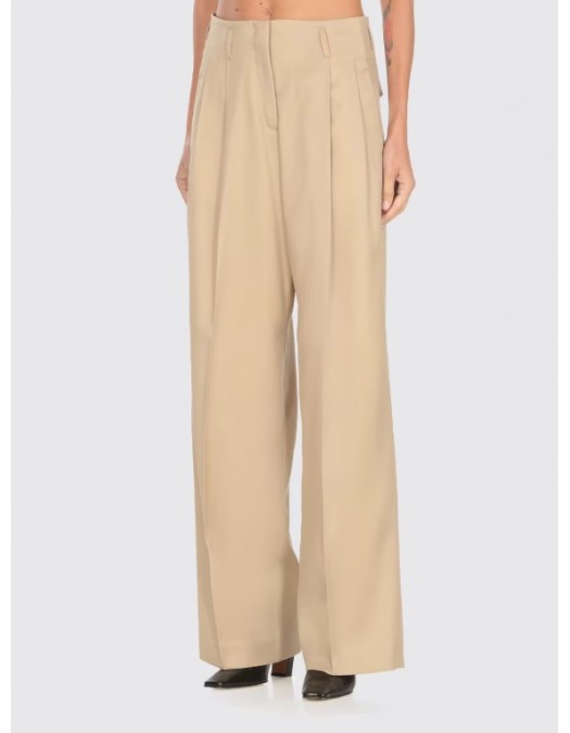 Pantaloni GOLDEN GOOSE, Beige wool wide-leg Flavia - GWP01203P00117015272