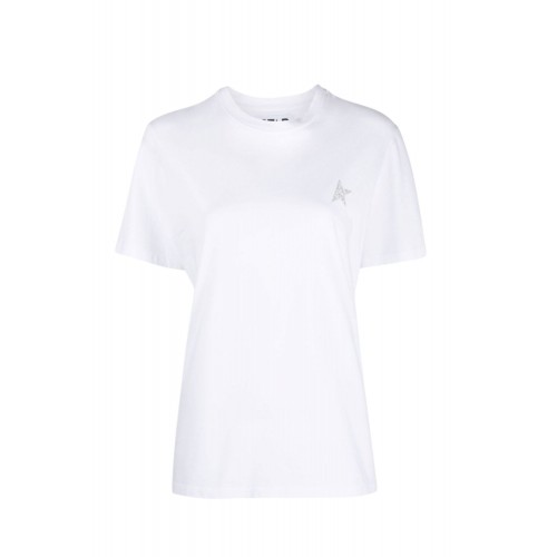 Tricou GOLDEN GOOSE, Glitter Star, Regular Fit, Alb Tricou GOLDEN GOOSE, Glitter Star, Regular Fit, Alb