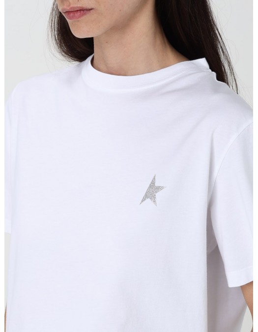 Tricou GOLDEN GOOSE, Glitter Star, Regular Fit, Alb - GWP01220P00059480 Tricou GOLDEN GOOSE, Glitter Star, Regular Fit, Alb - GWP01220P00059480