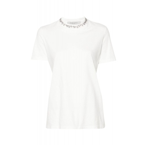 TRICOU GOLDEN GOOSE, Cristale atasate frontal, Alb, Regular Fit TRICOU GOLDEN GOOSE, Cristale atasate frontal, Alb, Regular Fit