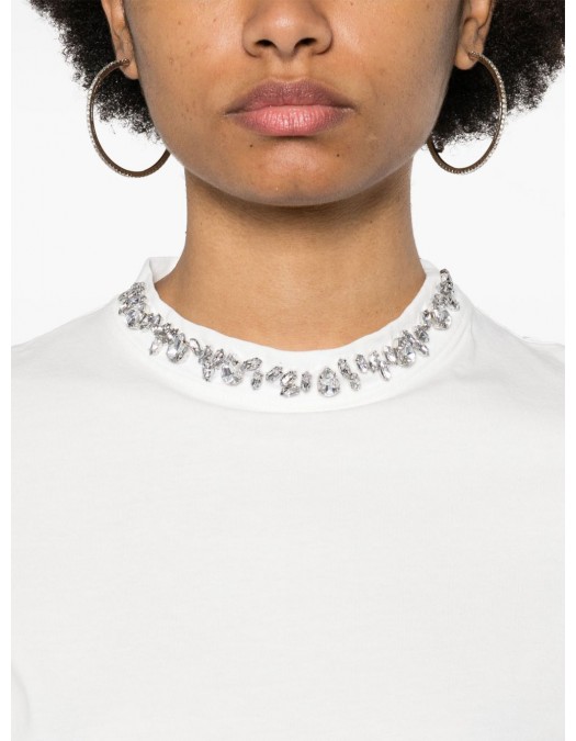 TRICOU GOLDEN GOOSE, Cristale atasate frontal, Alb, Regular Fit - GWP01220P00067310363
