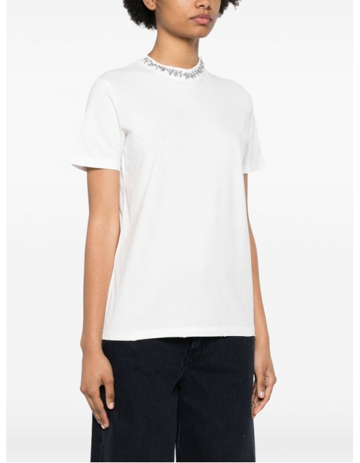 TRICOU GOLDEN GOOSE, Cristale atasate frontal, Alb, Regular Fit - GWP01220P00067310363