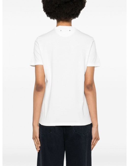 TRICOU GOLDEN GOOSE, Cristale atasate frontal, Alb, Regular Fit - GWP01220P00067310363