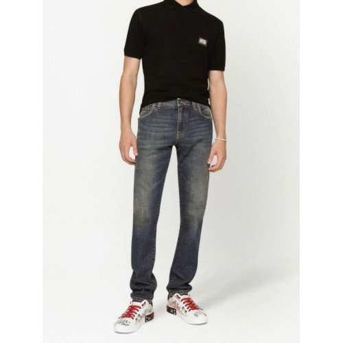 Jeans DOLCE & GABBANA, Logo Brand Metalic, Blue