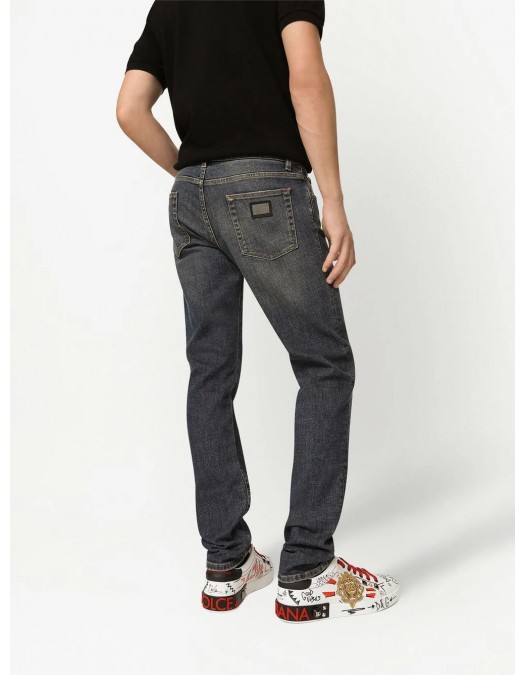 Jeans DOLCE & GABBANA, Skinny Worn Effect, Blue - GY07LDG8GW9S9001