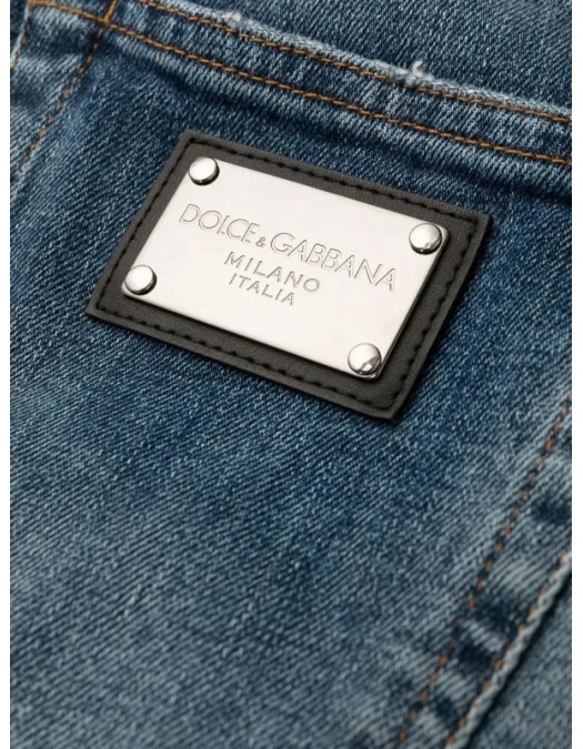 Jeans DOLCE & GABBANA, Logo Plaque, Blue - GY07LDG8HB3S9001