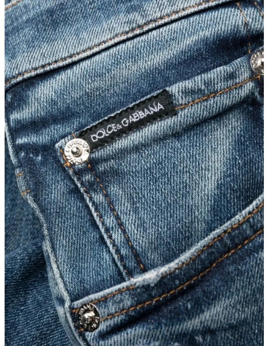 Jeans DOLCE & GABBANA, Logo Plaque, Blue - GY07LDG8HB3S9001