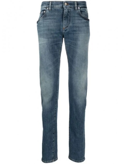 Jeans DOLCE & GABBANA, Logo Plaque, Blue - GY07LDG8HB3S9001