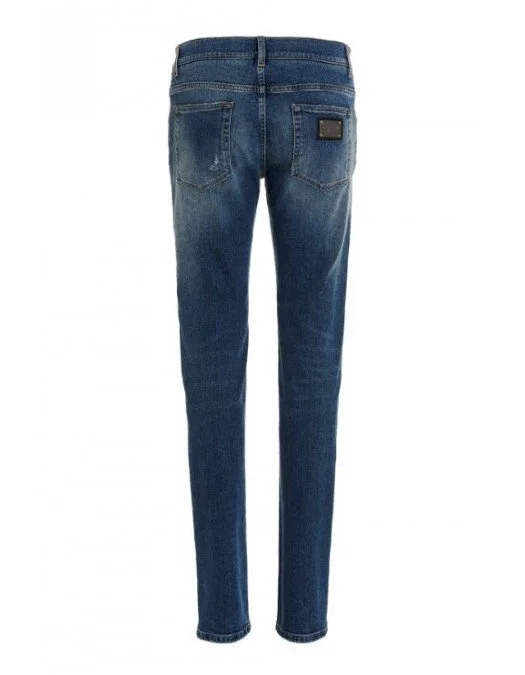 Jeans DOLCE & GABBANA, Logo Plaque, Blue - GY07LDG8HB3S9001 - Capodopera12