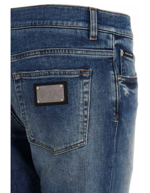 Jeans DOLCE & GABBANA, Logo Plaque, Blue - GY07LDG8HB3S9001 - Capodopera12