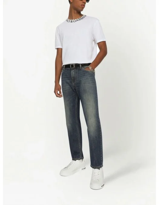 Jeans DOLCE & GABBANA, Logo Insert, High Waist, Blue - GYJDADG8GW9S9001 Jeans DOLCE & GABBANA, Logo Insert, High Waist, Blue - GYJDADG8GW9S9001