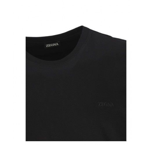 Tricou ZEGNA, logo-embroidered T-shirt, Black