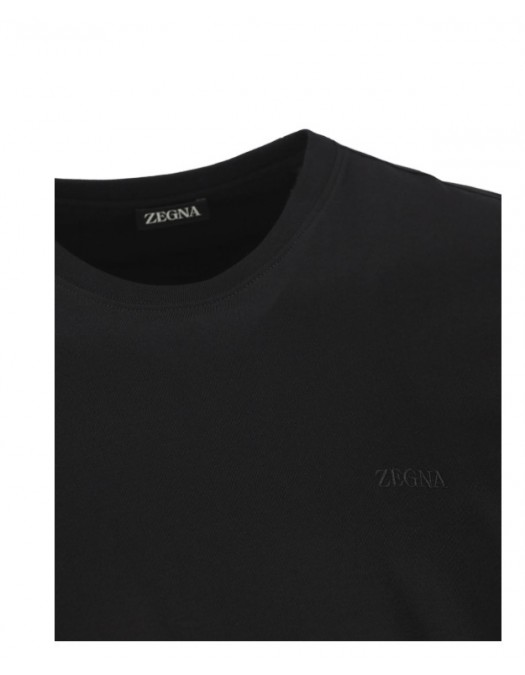 Tricou ZEGNA, logo-embroidered T-shirt, Black - H765UH360A3K09