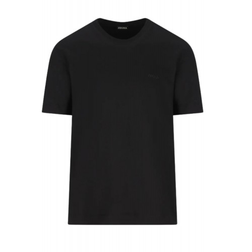 Tricou ZEGNA, logo-embroidered T-shirt, Black
