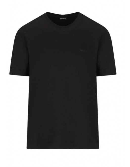 Tricou ZEGNA, logo-embroidered T-shirt, Black - H765UH360A3K09