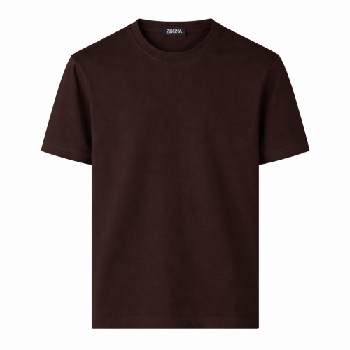 Tricou ZEGNA, piqué cotton T-shirt, Dark Brown