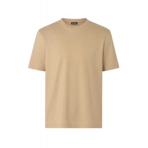 Tricou ZEGNA, piqué cotton T-shirt Bej