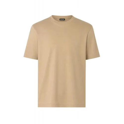 Tricou ZEGNA, piqué cotton T-shirt Bej