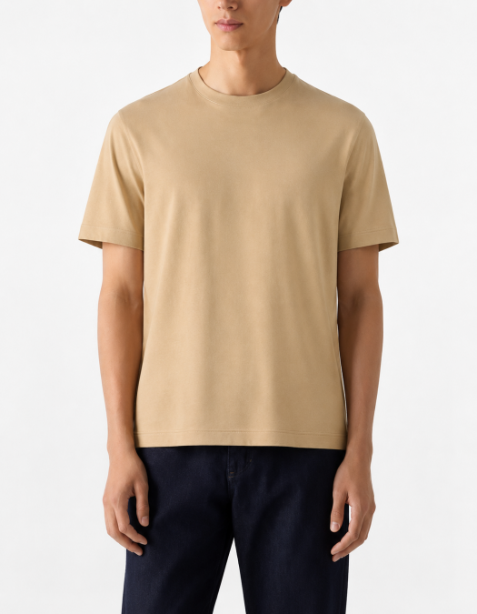 Tricou ZEGNA, piqué cotton T-shirt Bej
