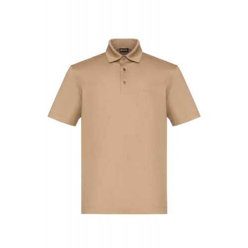 Tricou Zegna, Guler Polo, Beige