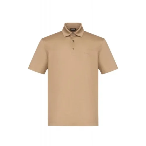 Tricou Zegna, Guler Polo, Beige