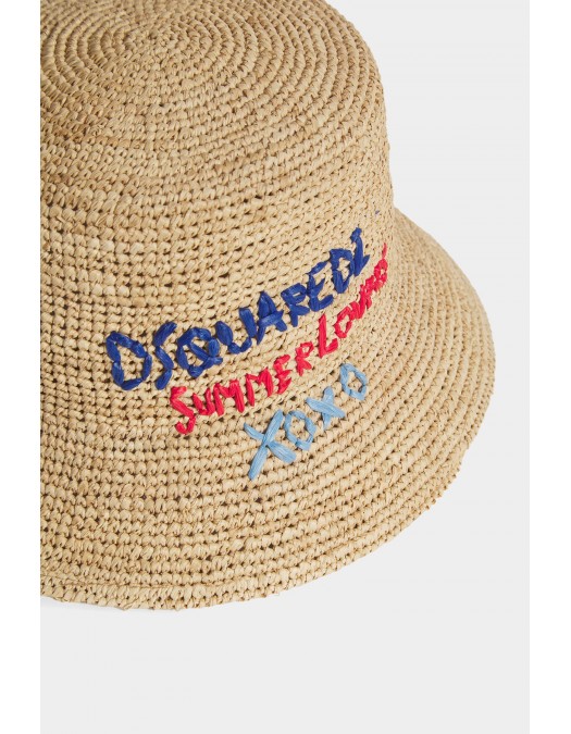 Palarie DSQUARED2, Summer Lovers Bucket Hat, Beige - HAM0092289083685089