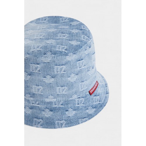 Palarie DSQUARED2, Monogram Bucket Hat, Blue
