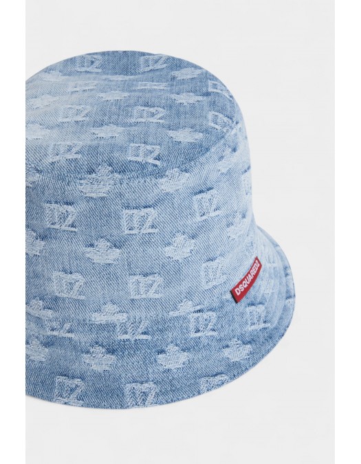 Palarie DSQUARED2, Monogram Bucket Hat, Blue - HAM0103101087523098