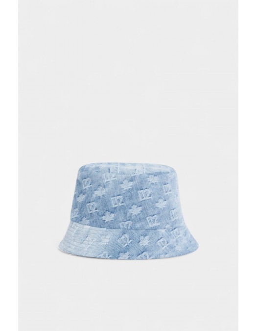 Palarie DSQUARED2, Monogram Bucket Hat, Blue - HAM0103101087523098