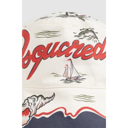 Palarie DSQUARED2, cream Hat with print