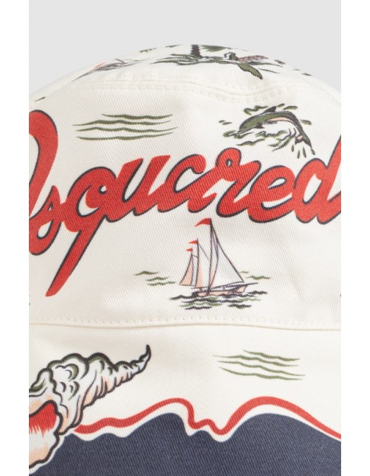 Palarie DSQUARED2, cream Hat with print - HAM011608CS0109M037