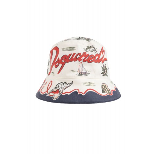 Palarie DSQUARED2, cream Hat with print