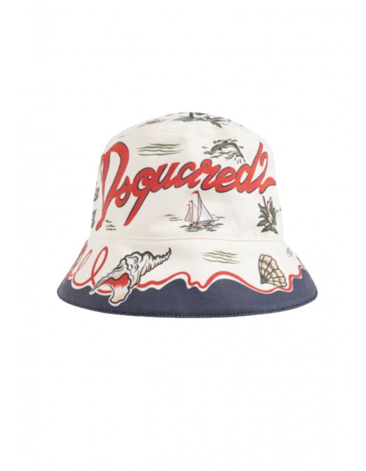 Palarie DSQUARED2, cream Hat with print - HAM011608CS0109M037