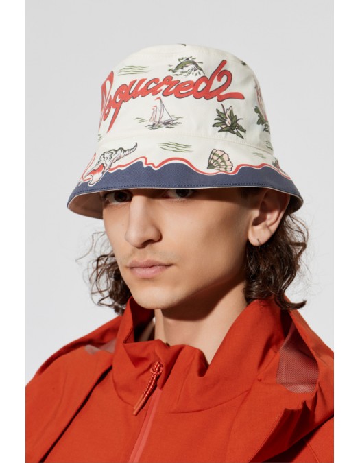 Palarie DSQUARED2, cream Hat with print - HAM011608CS0109M037