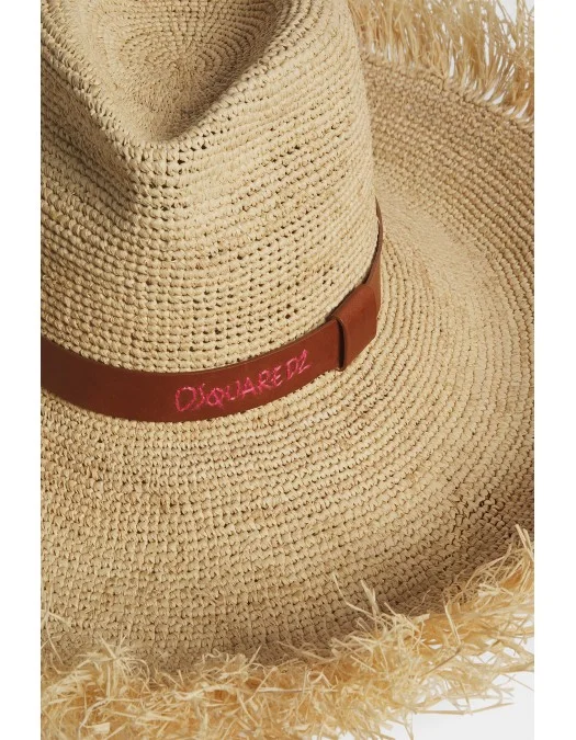 Palarie DSQUARED2, Summer Lovers, Raffia, Beige