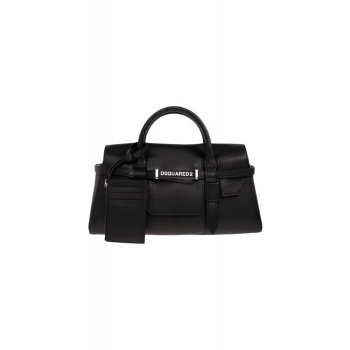 Geanta DSQUARED2, Dsquared2 BLACK Suede handbag, Negru