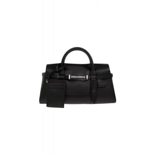 Geanta DSQUARED2, Dsquared2 BLACK Suede handbag, Negru