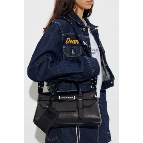 Geanta DSQUARED2, Dsquared2 BLACK Suede handbag, Negru