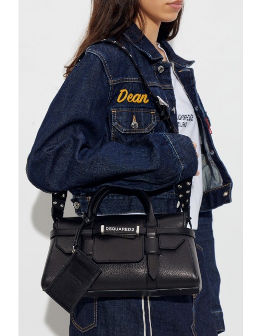 Geanta DSQUARED2, Dsquared2 BLACK Suede handbag, Negru - HBW0072129053942124