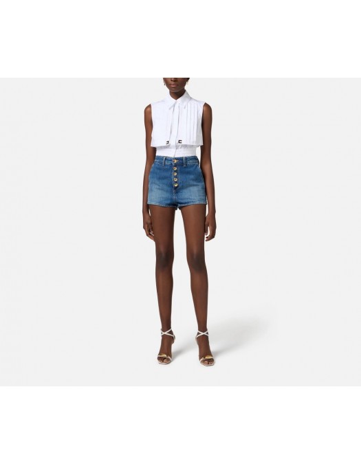 Jeans ELISABETTA FRANCHI, Shorts, Visible Buttons, Blue - HJ35I51E2104 Jeans ELISABETTA FRANCHI, Shorts, Visible Buttons, Blue - HJ35I51E2104
