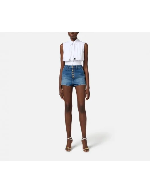 Jeans ELISABETTA FRANCHI, Shorts, Visible Buttons, Blue - HJ35I51E2104 Jeans ELISABETTA FRANCHI, Shorts, Visible Buttons, Blue - HJ35I51E2104
