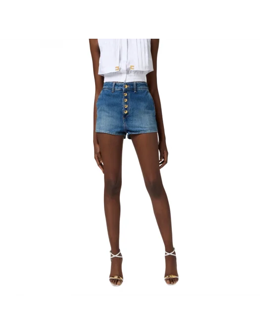 Jeans ELISABETTA FRANCHI, Shorts, Visible Buttons, Blue - HJ35I51E2104 Jeans ELISABETTA FRANCHI, Shorts, Visible Buttons, Blue - HJ35I51E2104