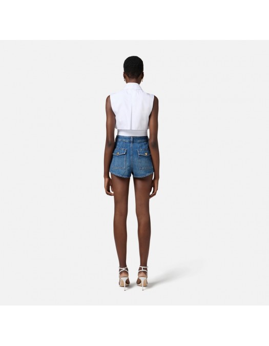 Jeans ELISABETTA FRANCHI, Shorts, Visible Buttons, Blue - HJ35I51E2104 Jeans ELISABETTA FRANCHI, Shorts, Visible Buttons, Blue - HJ35I51E2104
