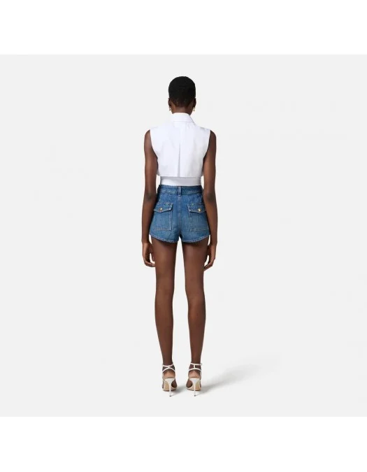 Jeans ELISABETTA FRANCHI, Shorts, Visible Buttons, Blue - HJ35I51E2104 Jeans ELISABETTA FRANCHI, Shorts, Visible Buttons, Blue - HJ35I51E2104
