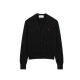 Cardigan AMI PARIS, Black Wool Cardigan With Contrasted Ami De Coeur - HKC361001009