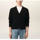 Cardigan AMI PARIS, Black Wool Cardigan With Contrasted Ami De Coeur - HKC361001009
