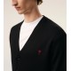Cardigan AMI PARIS, Black Wool Cardigan With Contrasted Ami De Coeur - HKC361001009